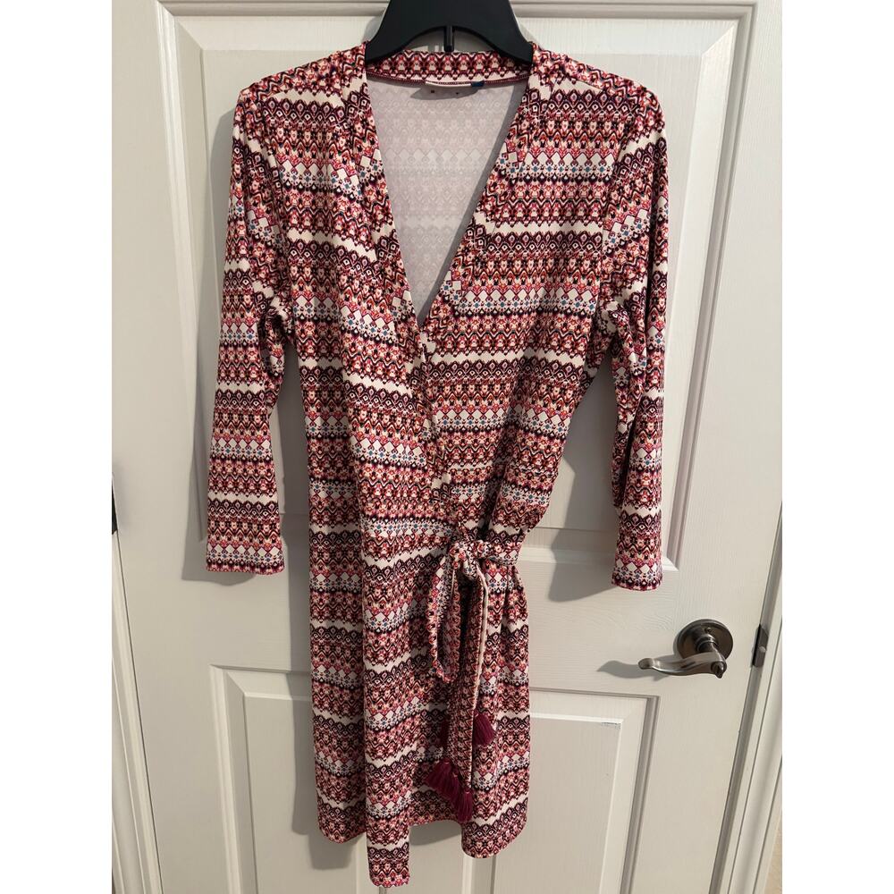 Cabana Life Wrap Dress Cover Up UPF 50+ Tassel Belt Resort Beach Pink L